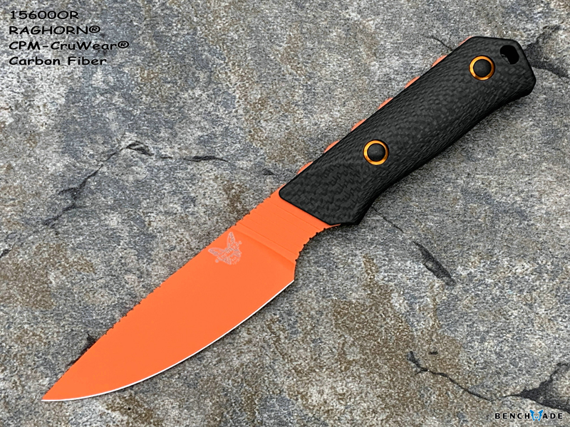 Benchmade 蝴蝶 15600OR RAGHORN®️ CPM-CRUWEAR超级强壮工具钢橘色涂层 碳纤维柄 超轻量猎刀（现货）